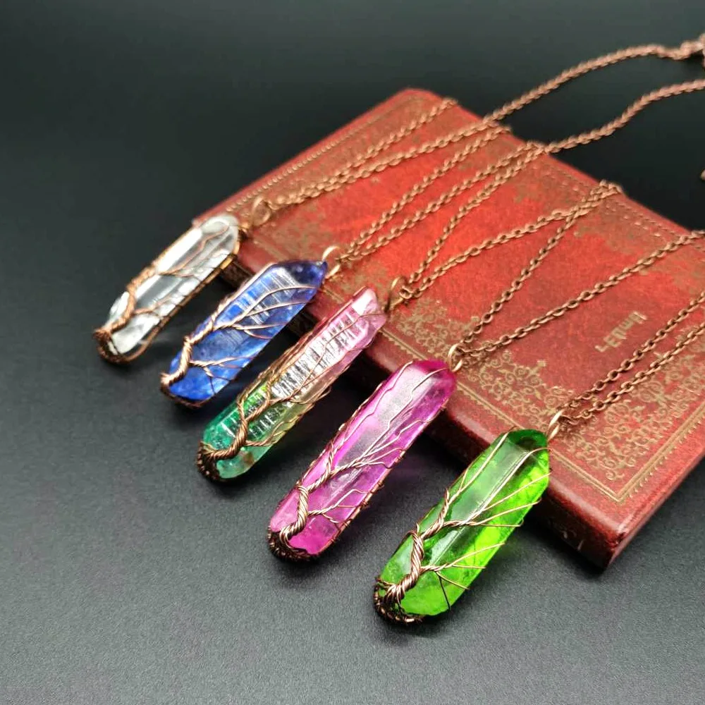 Crystal Stone Necklace Colorful Crystal Pillar Necklace Hand-wound Simple Pendant DIY Healing Jewelry Designer Charm Party Gift
Crystal Stone Necklace Colorful Crystal Pillar Necklace Hand-wound Simple Pendant DIY Healing Jewelry Designer Charm Party Gift