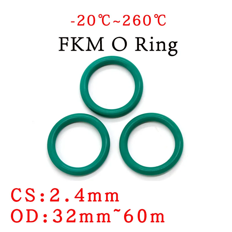 10pcs CS 2.4mm OD 32~60mm Green FKM Fluorine Rubber O Ring Sealing Gasket Insulation Oil High Temperature Resistance Green 
10pcs CS 2.4mm OD 32~60mm Green FKM Fluorine Rubber O Ring Sealing Gasket Insulation Oil High Temperature Resistance Green