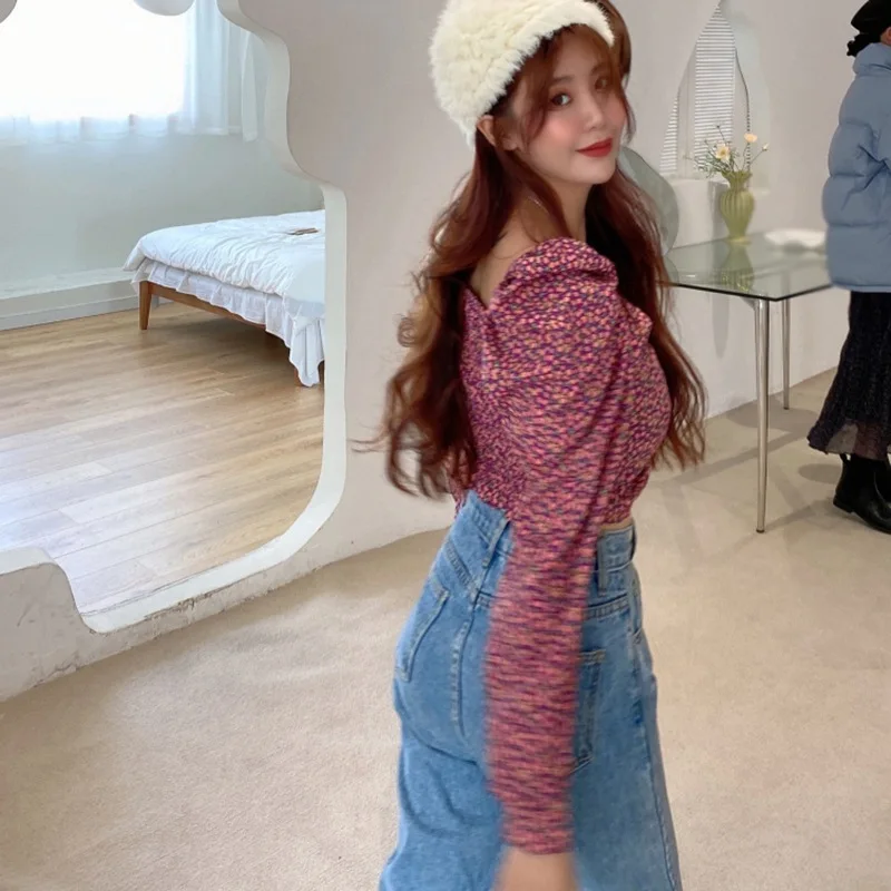 Spring Women Floral Print Square Collar Top Clothes Sexy Sweet Navel Exposed Long Sleeves Short Shirts Blouse
Spring Women Floral Print Square Collar Top Clothes Sexy Sweet Navel Exposed Long Sleeves Short Shirts Blouse
