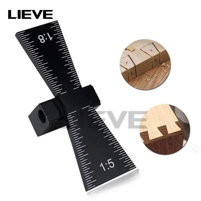 Aluminum Alloy Hand Cut Wood Joints Gauge Woodworking Tool Template Size 1: 5 and 1: 8 Dovetail Marker Marking Carpentry Tool
Aluminum Alloy Hand Cut Wood Joints Gauge Woodworking Tool Template Size 1: 5 and 1: 8 Dovetail Marker Marking Carpentry Tool