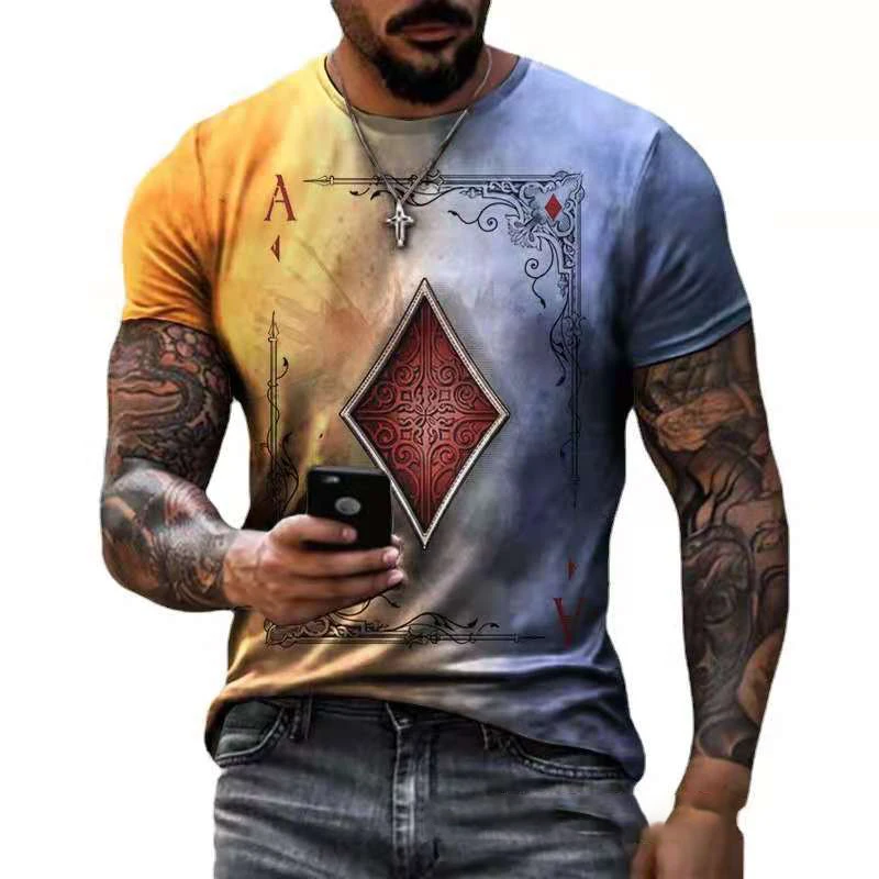 2021 Hot New Summer Poker T-Shirt Male Muscle Fitness Outdoor Sports 3D Printing Short Sleeve Top Gym Street Casual Fashion T
2021 Hot New Summer Poker T-Shirt Male Muscle Fitness Outdoor Sports 3D Printing Short Sleeve Top Gym Street Casual Fashion T