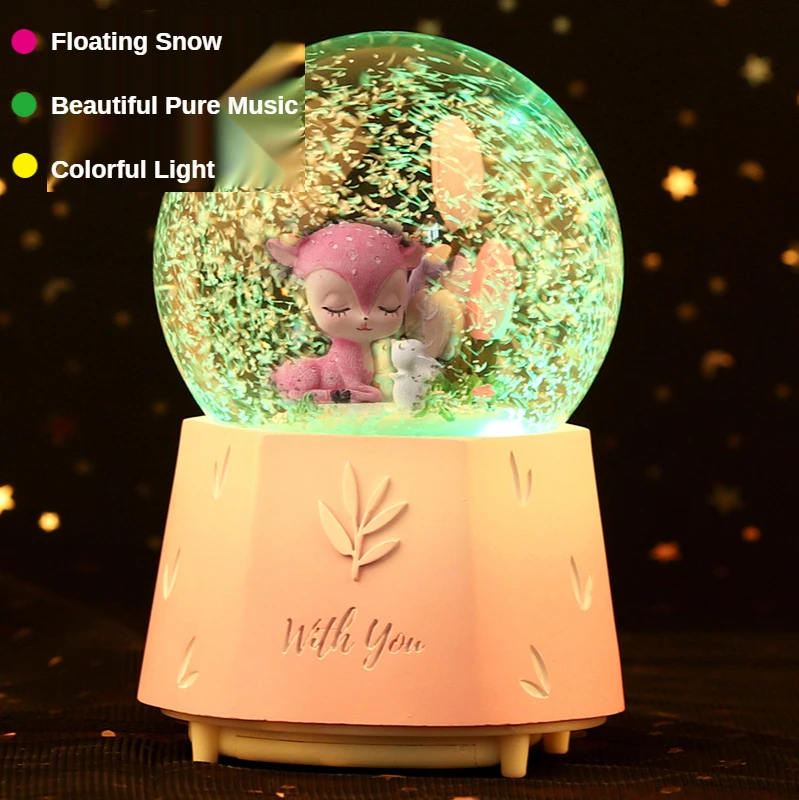Deer Falling Snow Crystal Ball Night Ligh Cartoon Cute Home Decoration Bedside Lamp Bedroom Girl Birthday Present Gift Music Box
Deer Falling Snow Crystal Ball Night Ligh Cartoon Cute Home Decoration Bedside Lamp Bedroom Girl Birthday Present Gift Music Box