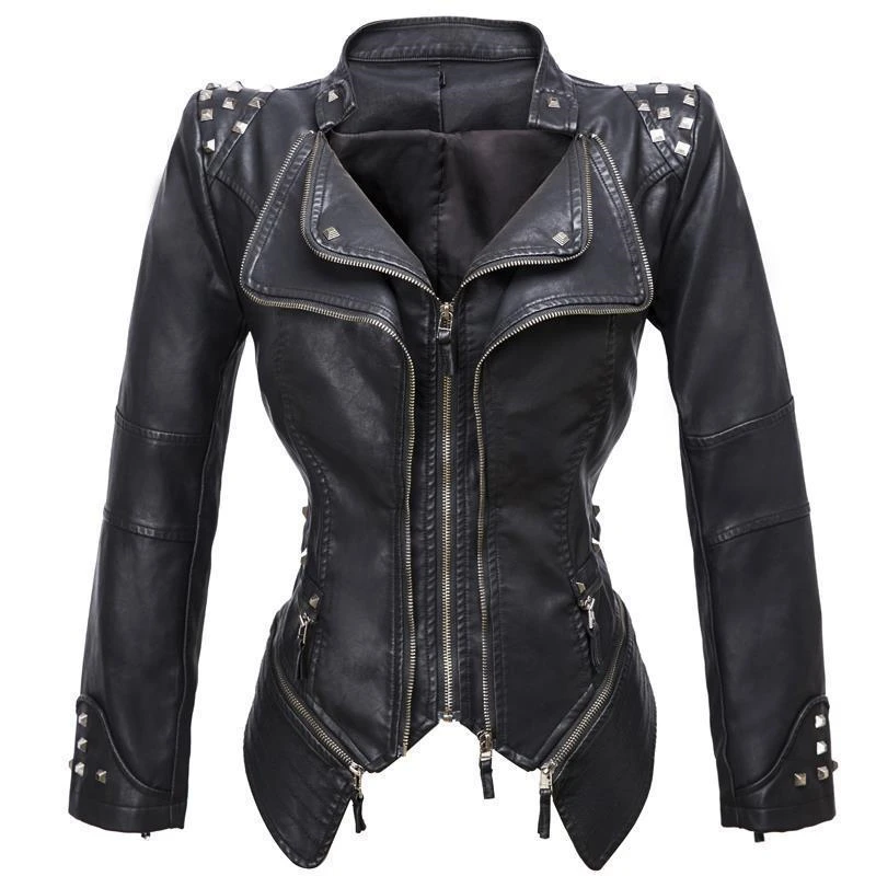 Gothic Vintage PU Faux Leather Moto Jacket Women Rivet Zipper Coat Punk Style Casual Streetwear Halloween Cosplay Costumes
Gothic Vintage PU Faux Leather Moto Jacket Women Rivet Zipper Coat Punk Style Casual Streetwear Halloween Cosplay Costumes