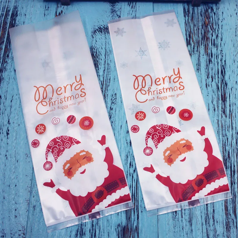 

25 шт. 23*8,5 см пакет для конфет и печенья с надписью "Merry Christmas", Новогодний подарочный пакет, Рождественский подарок с Санта-Клаусом, печенье, пл...