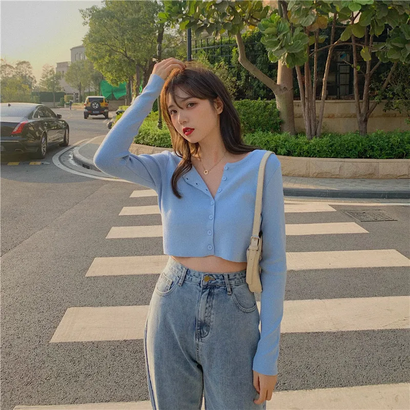 2020 Autumn Womens Casual Blouse Button Down Long Sleeve Knit Cropped Cardigan Sweater Autumn Tops
2020 Autumn Womens Casual Blouse Button Down Long Sleeve Knit Cropped Cardigan Sweater Autumn Tops