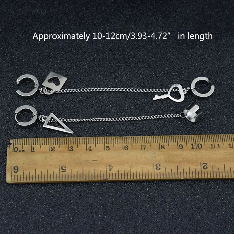 Men Women Earring Fashion Stainless Steel Ear Chain Key Lock Blade Pendant Couples Ears Clip Jewelry Gifts 
Men Women Earring Fashion Stainless Steel Ear Chain Key Lock Blade Pendant Couples Ears Clip Jewelry Gifts