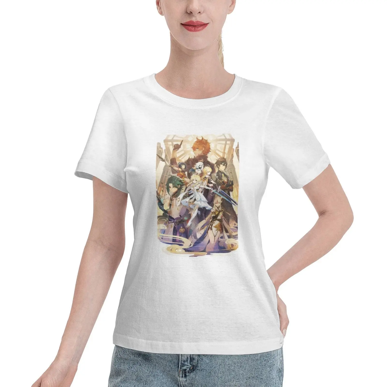 Genshin Impact Zhongli Xiao Hutao Keqing Print 100% Cotton T Shirt Women Y2k Graphic T-shirts Tops Women 2021 Camisetas De Mujer
Genshin Impact Zhongli Xiao Hutao Keqing Print 100% Cotton T Shirt Women Y2k Graphic T-shirts Tops Women 2021 Camisetas De Mujer