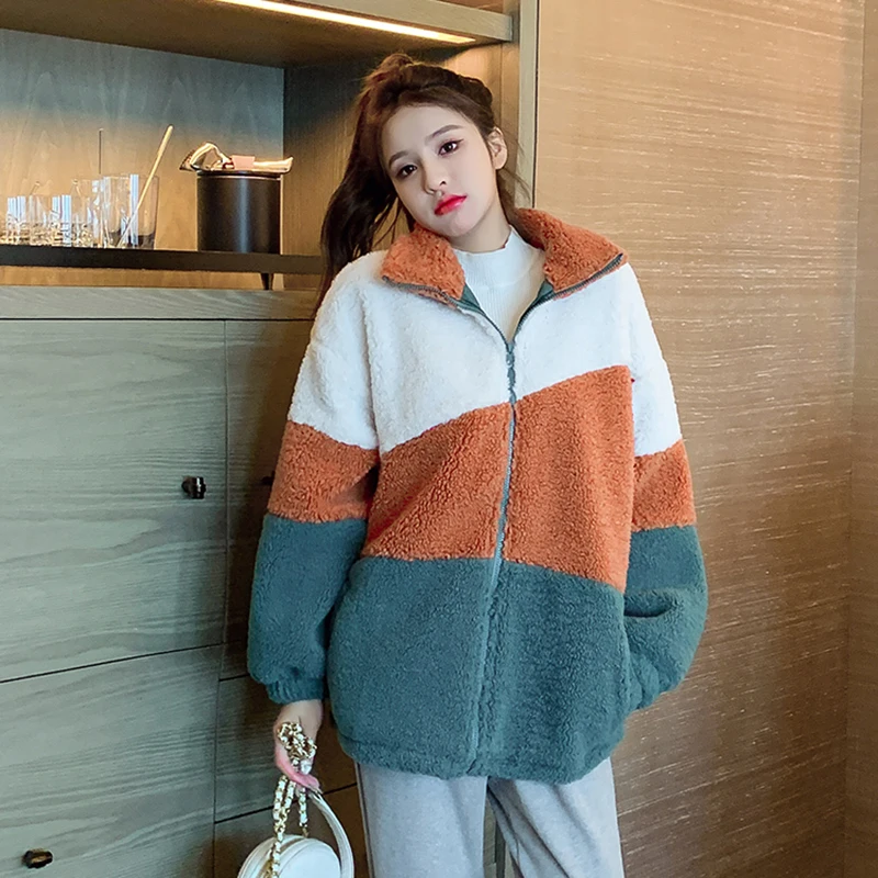 Lucyever Mix Color Plush Coat Womens 2020 New Winter Warm Turtleneck Furry Jacket Woman Korean Patchwork All-match Faux Fur Coat
Lucyever Mix Color Plush Coat Womens 2020 New Winter Warm Turtleneck Furry Jacket Woman Korean Patchwork All-match Faux Fur Coat