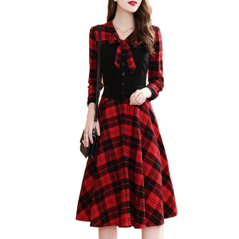 Spring and Autumn 2021 New Age Reduction Foreign Style Plaid Mosaic Retro Dress Women's Waist Slimming Temperament Fashion Skirt
Spring and Autumn 2021 New Age Reduction Foreign Style Plaid Mosaic Retro Dress Women's Waist Slimming Temperament Fashion Skirt
