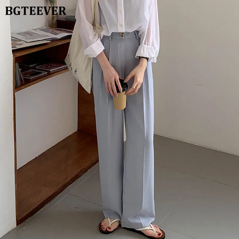 BGTEEVER Fashion New Summer Wide Leg Floor-Length Pants for Women High Waist Loose Ladies Suit Pants Casual Female Trousers
BGTEEVER Fashion New Summer Wide Leg Floor-Length Pants for Women High Waist Loose Ladies Suit Pants Casual Female Trousers