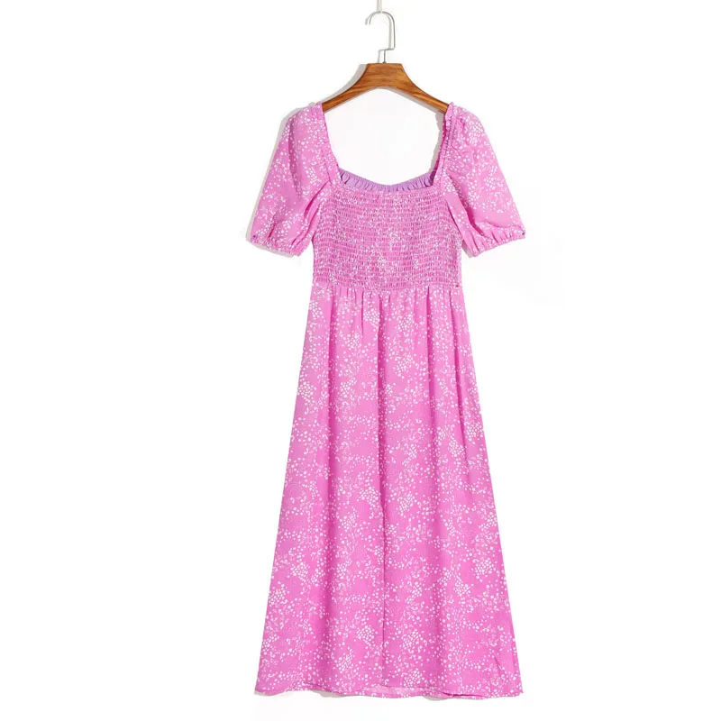 Summer women's dress casual flower printed square collar short sleeve bow decoration slim dress Vestidos
Summer women's dress casual flower printed square collar short sleeve bow decoration slim dress Vestidos