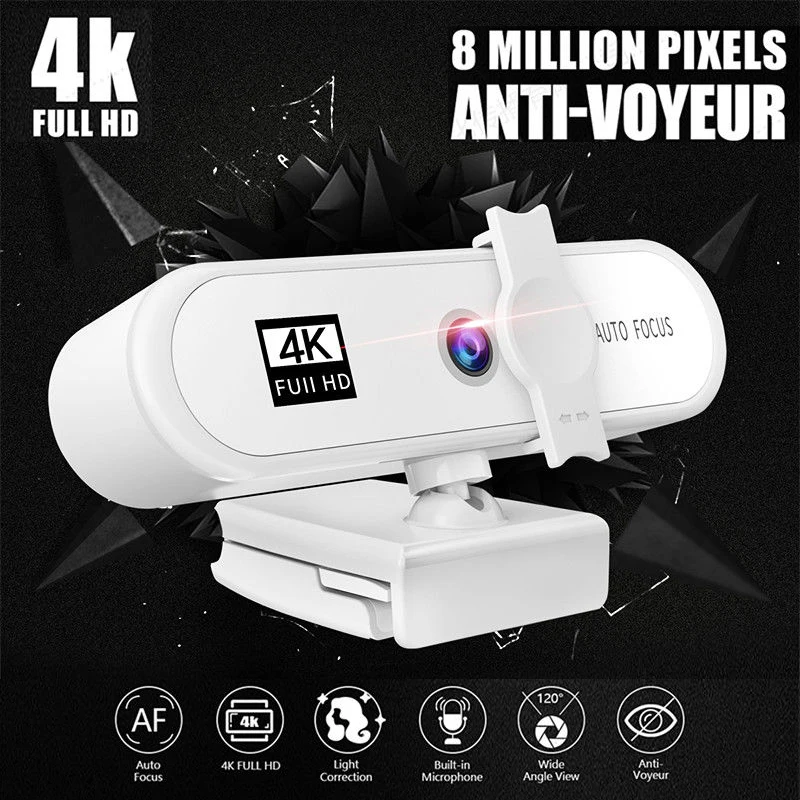 8MP Webcam For PC Computer Laptop 4K Full HD Webcam Autofocus 1080P Webcam With Microphone Lens Cover Webcam for Live broadcast
8MP Webcam For PC Computer Laptop 4K Full HD Webcam Autofocus 1080P Webcam With Microphone Lens Cover Webcam for Live broadcast