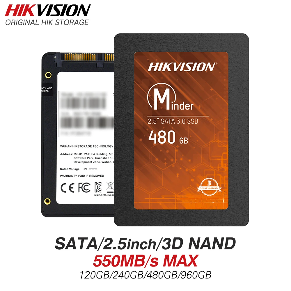Hikvision SSD SATA3 2.5 480GB Upto 550MB/s 120GB 240GB 960GB 1TB 2.5inch 3D NAND for PC Laptop 2.5 " Internal Solid State Drive
Hikvision SSD SATA3 2.5 480GB Upto 550MB/s 120GB 240GB 960GB 1TB 2.5inch 3D NAND for PC Laptop 2.5 " Internal Solid State Drive