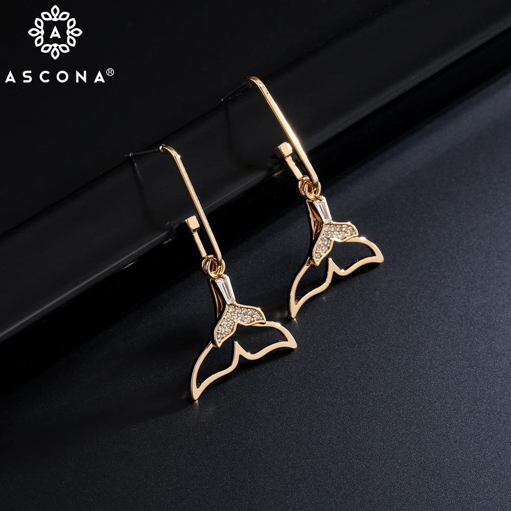 ASCONA 2021 Shiny Gold Silver Color Drop Earrings For Women Zircon Fish Tail Earring Wedding Classic Gift Solid Fashion Jewelry
ASCONA 2021 Shiny Gold Silver Color Drop Earrings For Women Zircon Fish Tail Earring Wedding Classic Gift Solid Fashion Jewelry