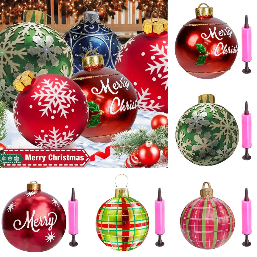 

60CM Inflatable Christmas Balls Christmas Holiday Party Decoration Balloons Outdoor Indoor PVC Christmas Atmosphere Xmas Balloon
