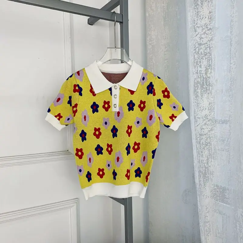 Juice Snow 2021 New Women Yellow Floral Lapel Color T-Shirt Flower Pattern Slimming Knitting Turn-Down Collar All Match Sweater
Juice Snow 2021 New Women Yellow Floral Lapel Color T-Shirt Flower Pattern Slimming Knitting Turn-Down Collar All Match Sweater