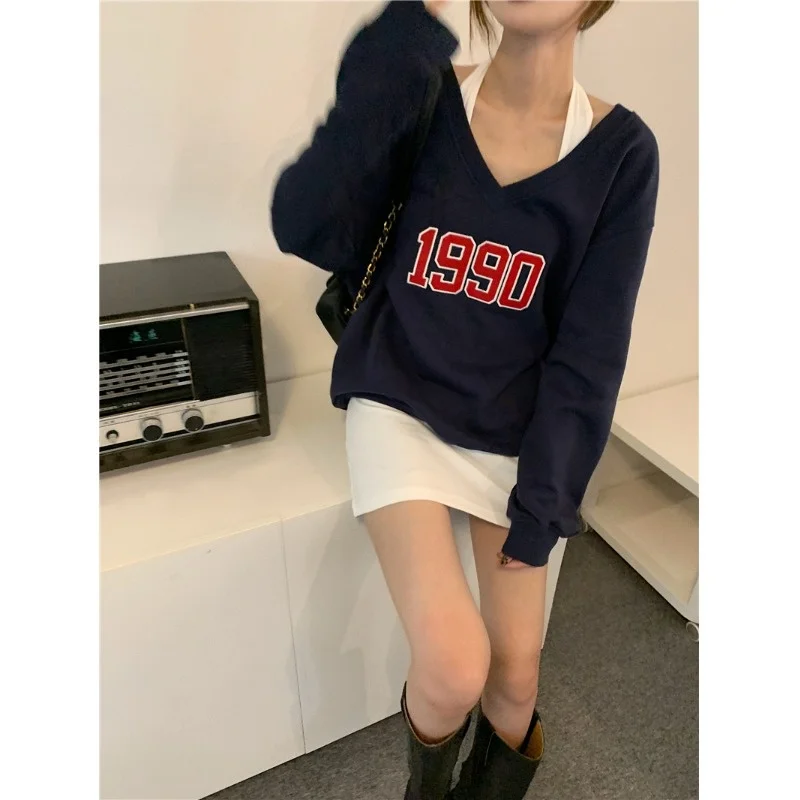2021letter Print Pullover Women's Sweater Early Autumn Winter New Loose Slimming Laid-back Style V-neck Long Sleeve Top
2021letter Print Pullover Women's Sweater Early Autumn Winter New Loose Slimming Laid-back Style V-neck Long Sleeve Top
