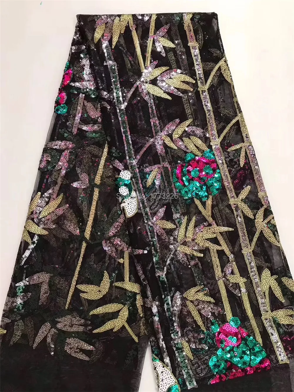 High Quality Chinese Style French Mesh Lace Fabrics With Sequins African Tulle Lace Fabric Panda/Bamboo Fabrics For Party Dress
High Quality Chinese Style French Mesh Lace Fabrics With Sequins African Tulle Lace Fabric Panda/Bamboo Fabrics For Party Dress