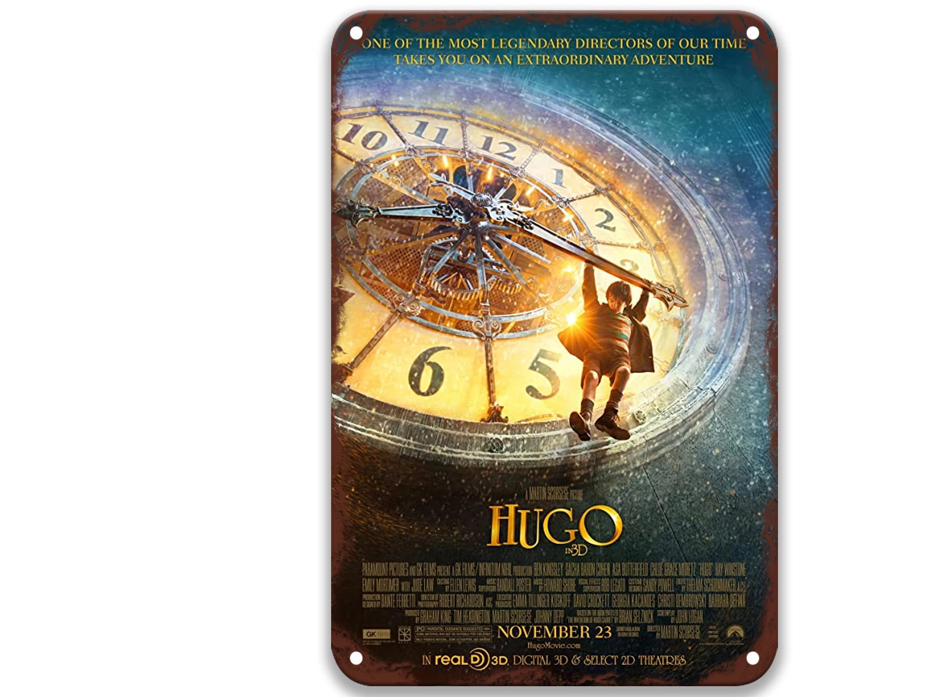 

Hugo (2011) Post-modern Tin Signs Movies American Style Wall Hanging Decor for Toilet Decorative 8x12 Inches