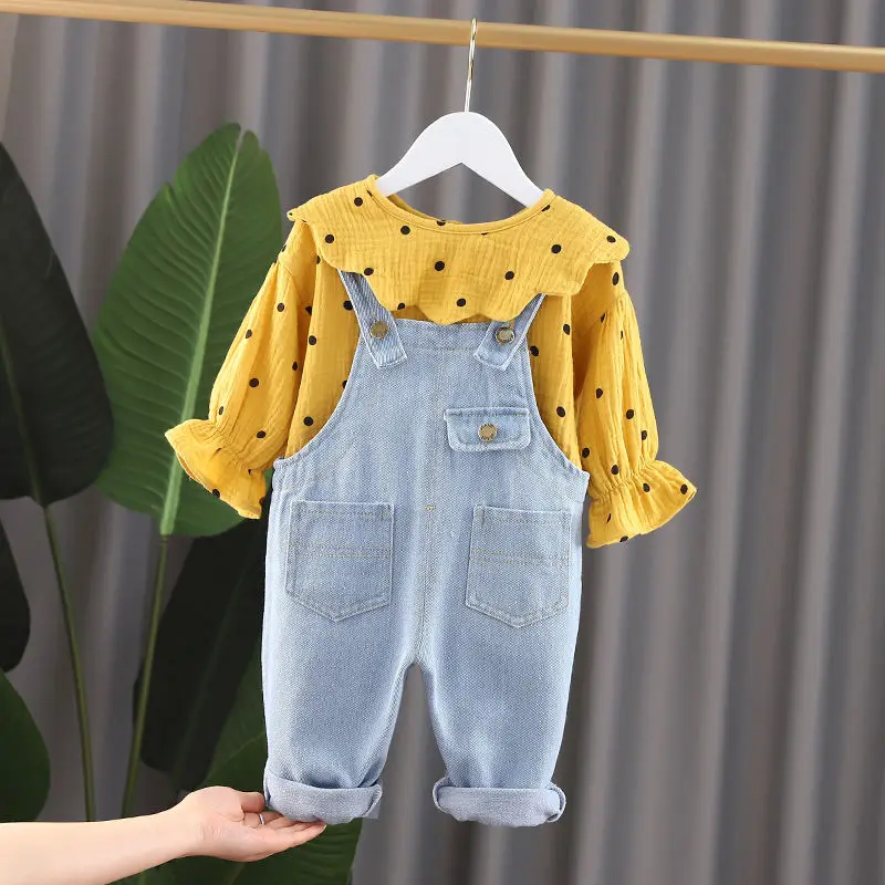 Children's clothing set Kids Baby jeans Pants Girl Trousers Set New Children's Denim Overalls + T-shirt Tops 2 Sets
Children's clothing set Kids Baby jeans Pants Girl Trousers Set New Children's Denim Overalls + T-shirt Tops 2 Sets