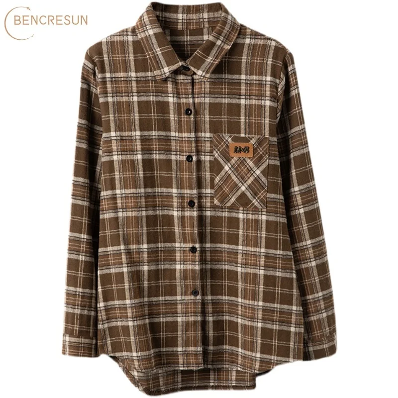 Korean Shirt Women Vintage Plus Size Button Pocket M5 Decoration Blouse Turn-down Collar Casual Brown Lady Top Spring Autumn
Korean Shirt Women Vintage Plus Size Button Pocket M5 Decoration Blouse Turn-down Collar Casual Brown Lady Top Spring Autumn