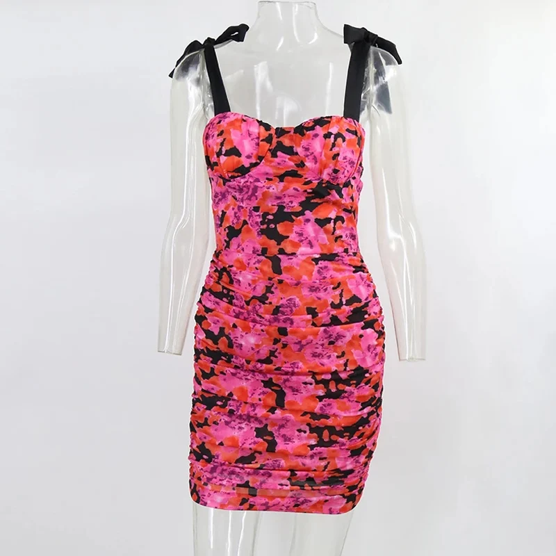 Women Floral Print Mini Dress Elegant Bandage Slim Bodycon Party Dress Bow Casual Beach Vacation Summer Dress
Women Floral Print Mini Dress Elegant Bandage Slim Bodycon Party Dress Bow Casual Beach Vacation Summer Dress