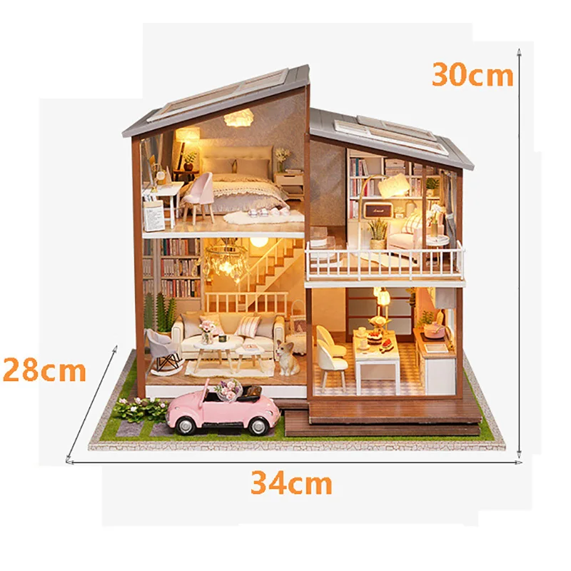 DIY girls Loft villa 3D dollhouse with pink car kit for dolls Princess House Room with light Roombox toy for girls christmas
DIY girls Loft villa 3D dollhouse with pink car kit for dolls Princess House Room with light Roombox toy for girls christmas