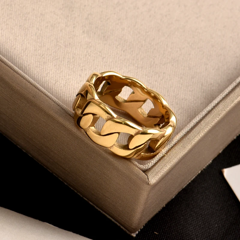 Stainless steel temperament contracted chain cold wind ring female fashion personality hollow-out vintage ring tide
Stainless steel temperament contracted chain cold wind ring female fashion personality hollow-out vintage ring tide