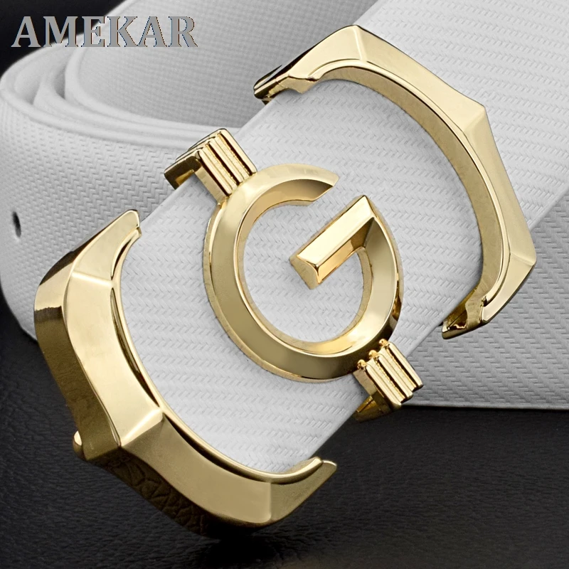 Designer belts men high quality genuine leather fashion g belt men luxury brand Cowskin casual white Waist Strap ceinture homme 
Designer belts men high quality genuine leather fashion g belt men luxury brand Cowskin casual white Waist Strap ceinture homme