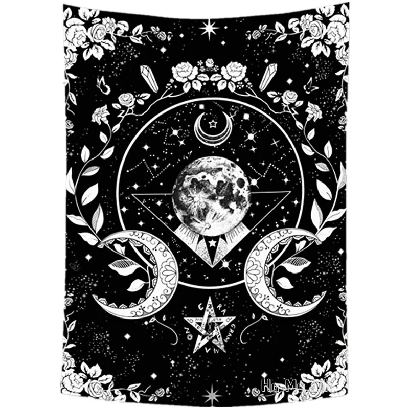 

Sun Moon And Star Wall Hanging Black And White By Ho Me Lili Tapestry Goth Witch Floral Mystic Aesthetic For Dorm