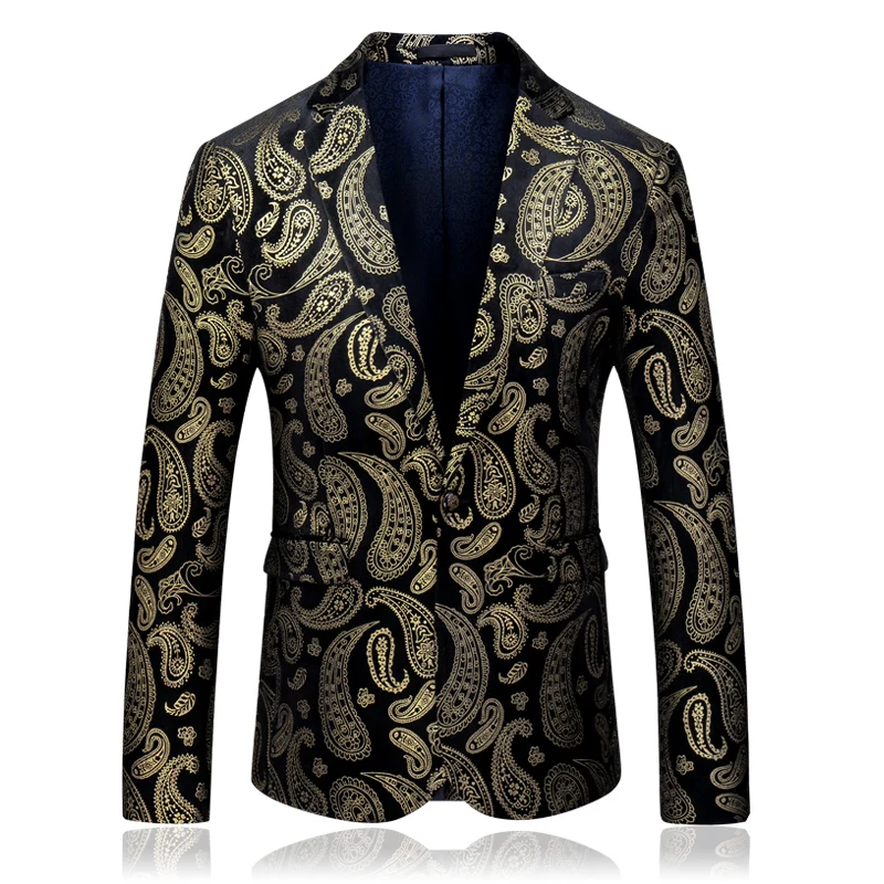 

High Quality Men's Casual Print Blazer Jacket Single Button US Designer Men Suit Jacket Slim Fit blazer masculino 8807