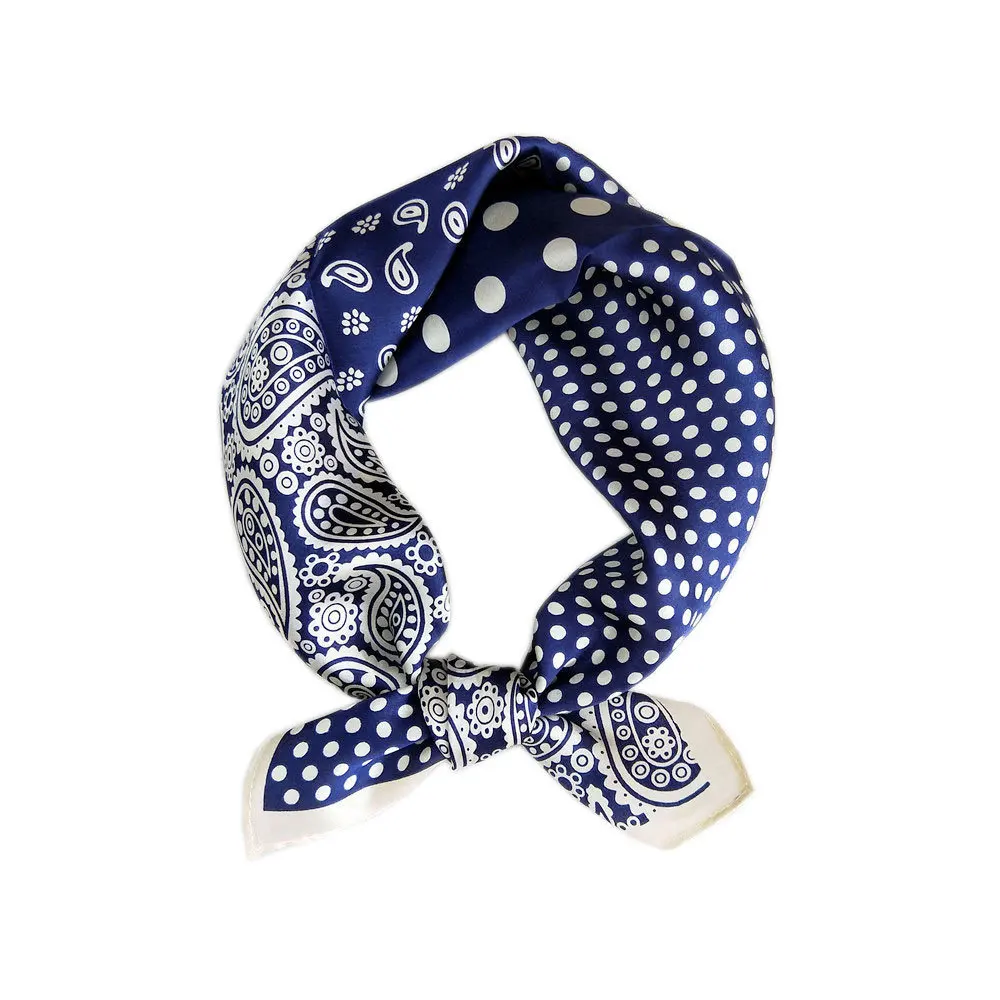 53*53cm Print Square Women Bandana Mulberry Silk Hair Scarf Headscarf Female Handkerchief Dress Turban Pareo Beach Accessories
