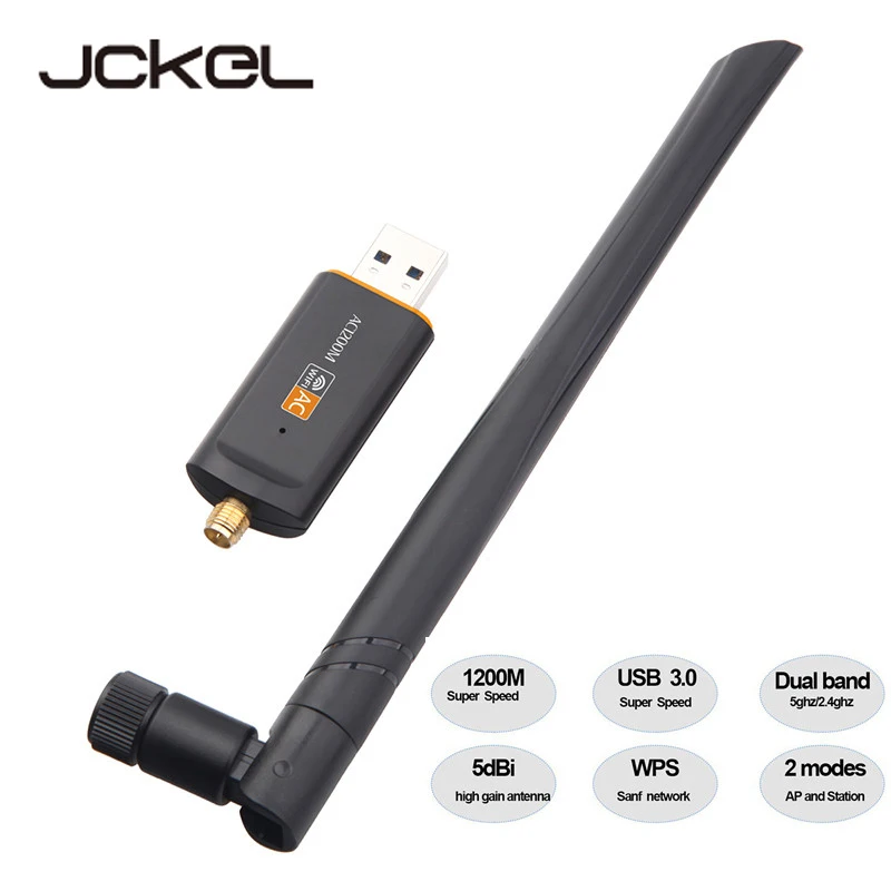 Беспроводная сетевая карта JCKEL, 1200 Мбит/с, USB, Wi-Fi адаптер, 2,4 ГГц, 5 ГГц, Wi-Fi ключ RTL8812, антенна 5dBi для ноутбука, ПК
Беспроводная сетевая карта JCKEL, 1200 Мбит/с, USB, Wi-Fi адаптер, 2,4 ГГц, 5 ГГц, Wi-Fi ключ RTL8812, антенна 5dBi для ноутбука, ПК