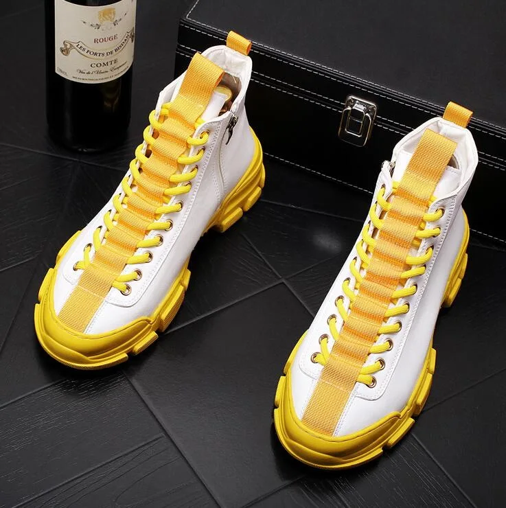 2021 New Top Quality Fashion Men's Yellow With White Casual Round Toe Platform Shoes Male Trending Leisure High Tops Shoes
2021 New Top Quality Fashion Men's Yellow With White Casual Round Toe Platform Shoes Male Trending Leisure High Tops Shoes