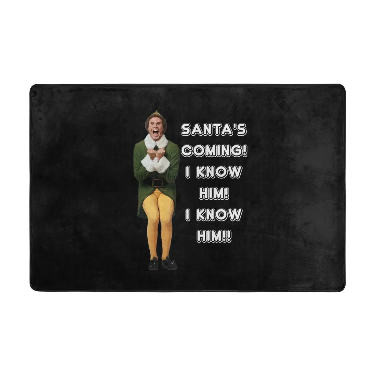 

SANTA'S COMING I KNOW HIM Doormat Carpet Mat Rug Polyester Anti-slip Floor Decor Bath Bathroom Kitchen Living Room 60*90