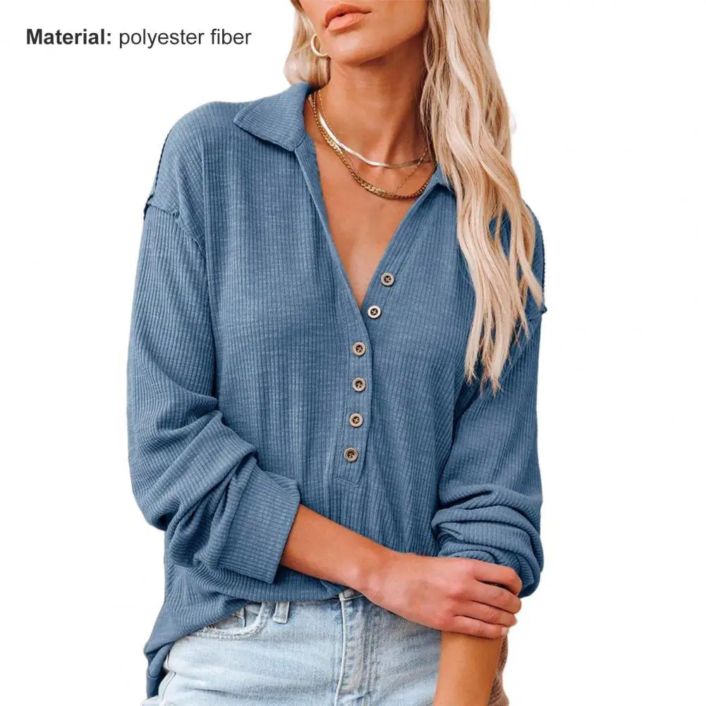 Summer Women's Shirt Solid Color Lapel Fall Winter Single-breasted Half Cardigan Long Sleeve T-shirt Ladies Top
Summer Women's Shirt Solid Color Lapel Fall Winter Single-breasted Half Cardigan Long Sleeve T-shirt Ladies Top