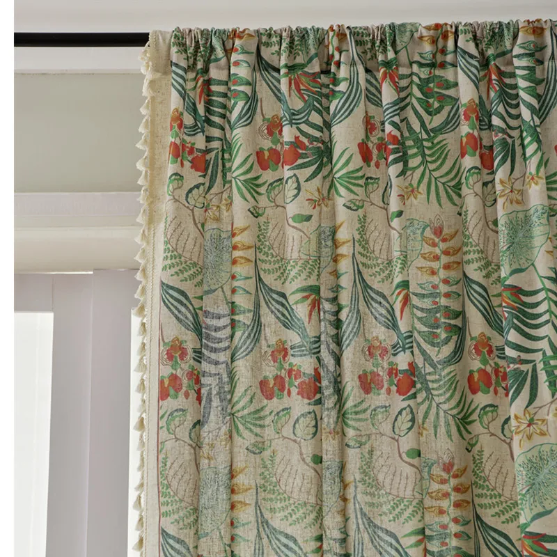 Cotton Linen Tassel Curtain Plant Prints Country Style Window Hanging Blackout Curtains for Bedroom Easy Drape Dector for Window
Cotton Linen Tassel Curtain Plant Prints Country Style Window Hanging Blackout Curtains for Bedroom Easy Drape Dector for Window