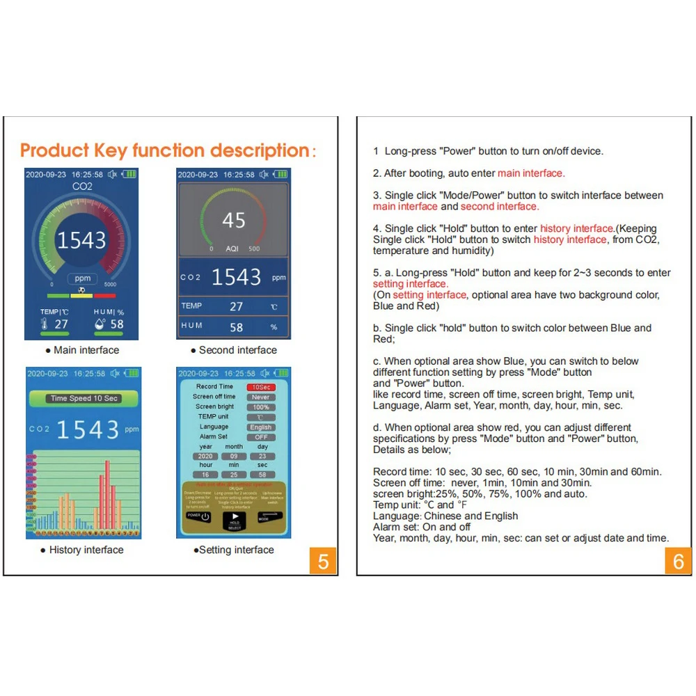 Digital CO2 Sensor CO2 Meters Carbon Dioxide Detector Gas Analyzer Air Quality Monitor Gas Detector PM2.5 Edidor LCD Display
Digital CO2 Sensor CO2 Meters Carbon Dioxide Detector Gas Analyzer Air Quality Monitor Gas Detector PM2.5 Edidor LCD Display