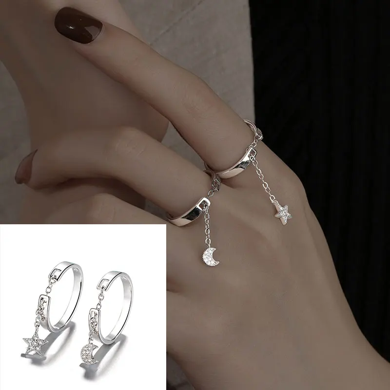 Couple Ring Bohemian Ring Fashion Jewelry Geometric Adjustable Ladies Ring Jewelry Rhinestone Tassel Retro Star-moon Chain Ring
Couple Ring Bohemian Ring Fashion Jewelry Geometric Adjustable Ladies Ring Jewelry Rhinestone Tassel Retro Star-moon Chain Ring
