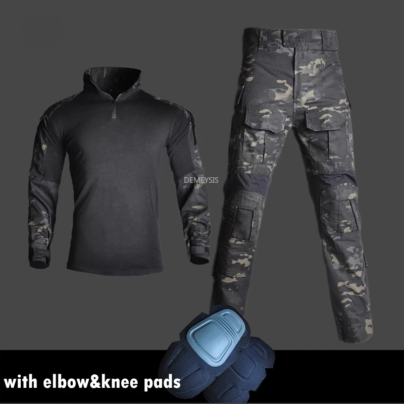 Camouflage Tactical Suits Military Combat Training Uniform Army Airsoft Paintball Shirts Pants Set with Elbow & Knee Pads
Camouflage Tactical Suits Military Combat Training Uniform Army Airsoft Paintball Shirts Pants Set with Elbow & Knee Pads