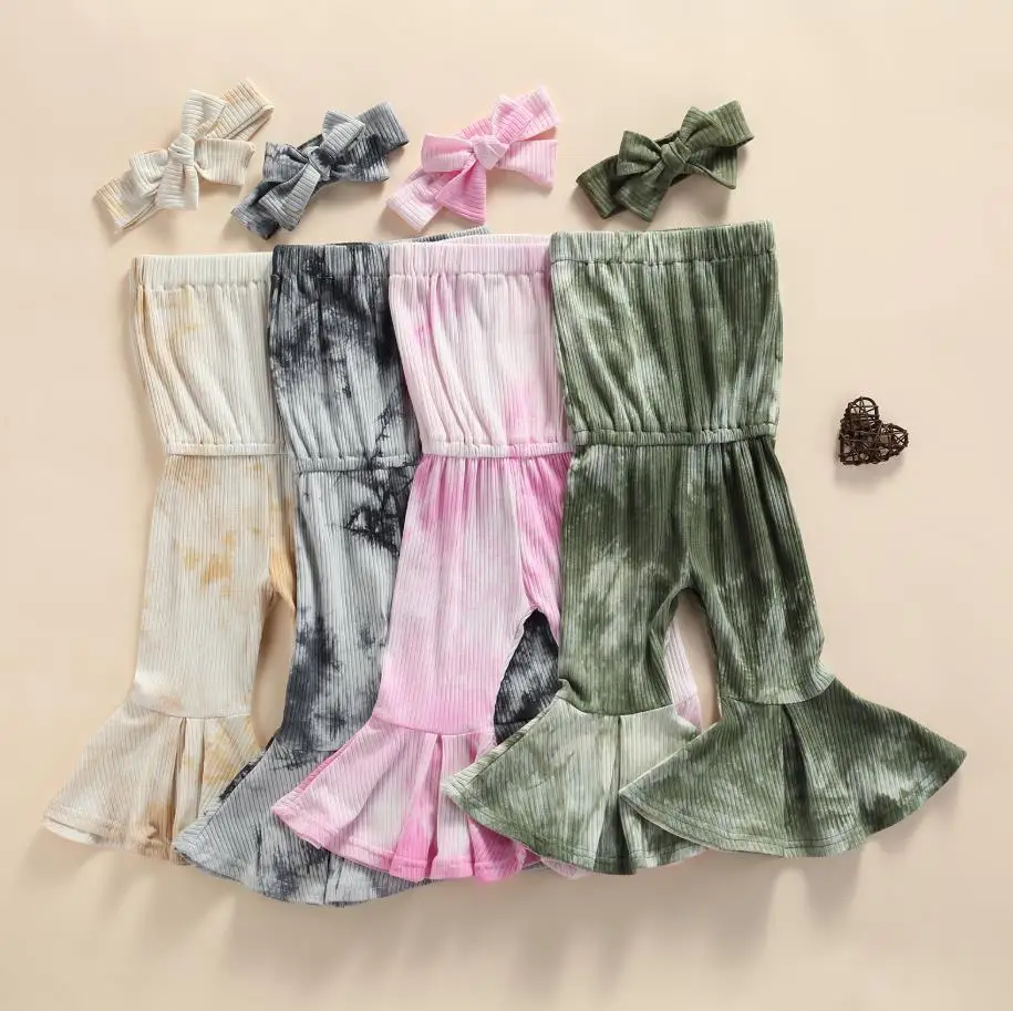 Fashion Summer Baby Girls Jumpsuits Headband 2pcs Tie-Dye Printed Off Shoulder Strap Elastic Flare Rompers Pants Baby Trousers
Fashion Summer Baby Girls Jumpsuits Headband 2pcs Tie-Dye Printed Off Shoulder Strap Elastic Flare Rompers Pants Baby Trousers