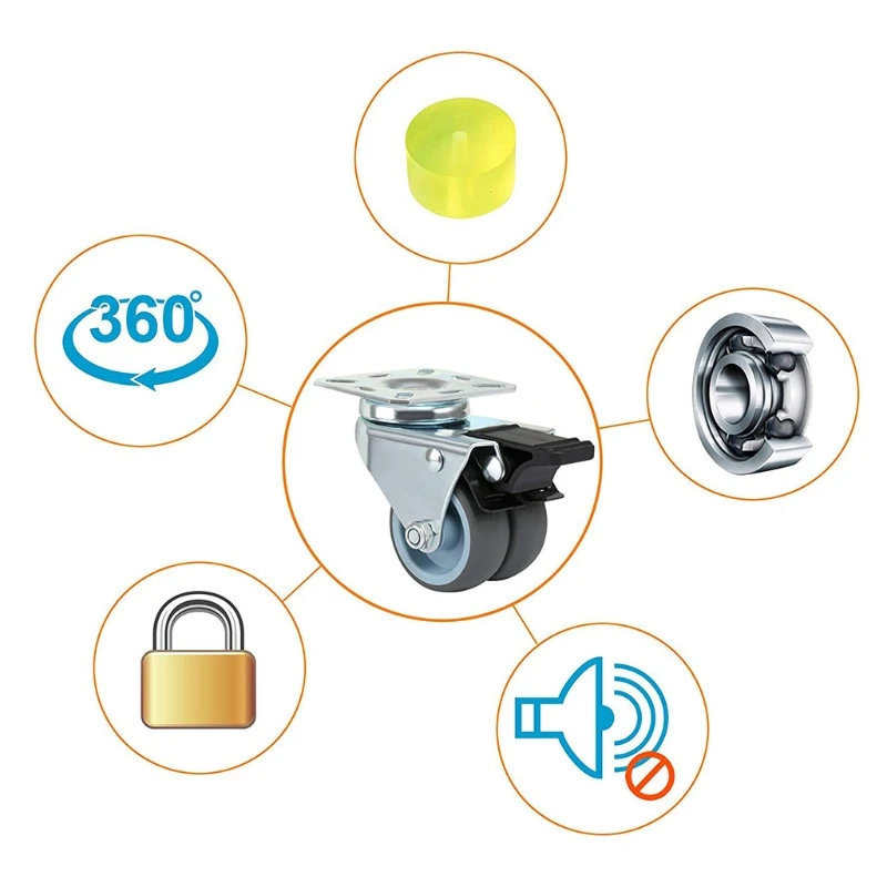 4 x 2 inch Heavy Duty Swivel Castor Wheels 50mm with Brake for Trolley Furniture
4 x 2 inch Heavy Duty Swivel Castor Wheels 50mm with Brake for Trolley Furniture