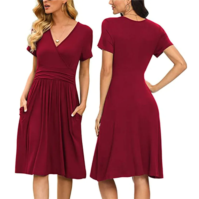 Women Summer Short Dress 2021 Ladies Bohemia Beach V-Neck Short Sleeves A-Line Pocket Dresses Elegant Short Sundress
Women Summer Short Dress 2021 Ladies Bohemia Beach V-Neck Short Sleeves A-Line Pocket Dresses Elegant Short Sundress