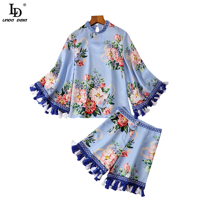 LDLINDADELLA Fashion Designer Shorts 2 Two Pieces Set Floral Print Tassel Top and High Waist Shorts Suits Women's Sets
LDLINDADELLA Fashion Designer Shorts 2 Two Pieces Set Floral Print Tassel Top and High Waist Shorts Suits Women's Sets
