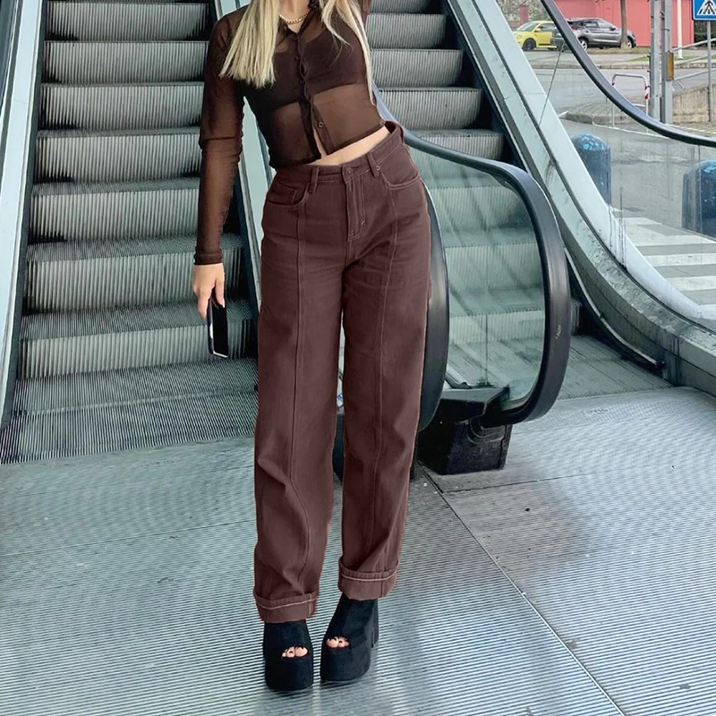 Brown Vintage Streetwear Cargo Pants Baggy Grunge Jeans Woman High Waist Denim Trousers Aesthetic Straight Sweatpants
Brown Vintage Streetwear Cargo Pants Baggy Grunge Jeans Woman High Waist Denim Trousers Aesthetic Straight Sweatpants