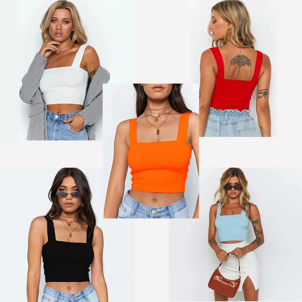 Simple All-match Bottoming Crop Top Women's Tank Top Camisole 2021 New Wholesale Item Solid Color Fashion Women's Sexy Y2k Tops
Simple All-match Bottoming Crop Top Women's Tank Top Camisole 2021 New Wholesale Item Solid Color Fashion Women's Sexy Y2k Tops