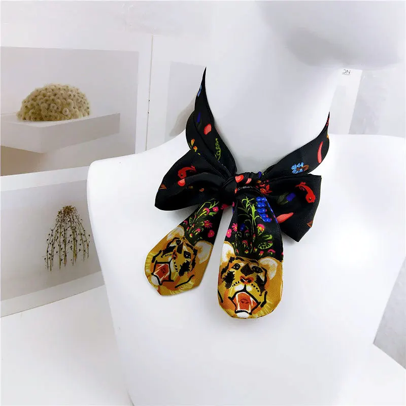 2021 New Cat Horse Dog Tiger Animal Print Neck Collar Scarf Women Long Skinny Hair Headband Beach Scarfs Silk Handbag Scarves
2021 New Cat Horse Dog Tiger Animal Print Neck Collar Scarf Women Long Skinny Hair Headband Beach Scarfs Silk Handbag Scarves