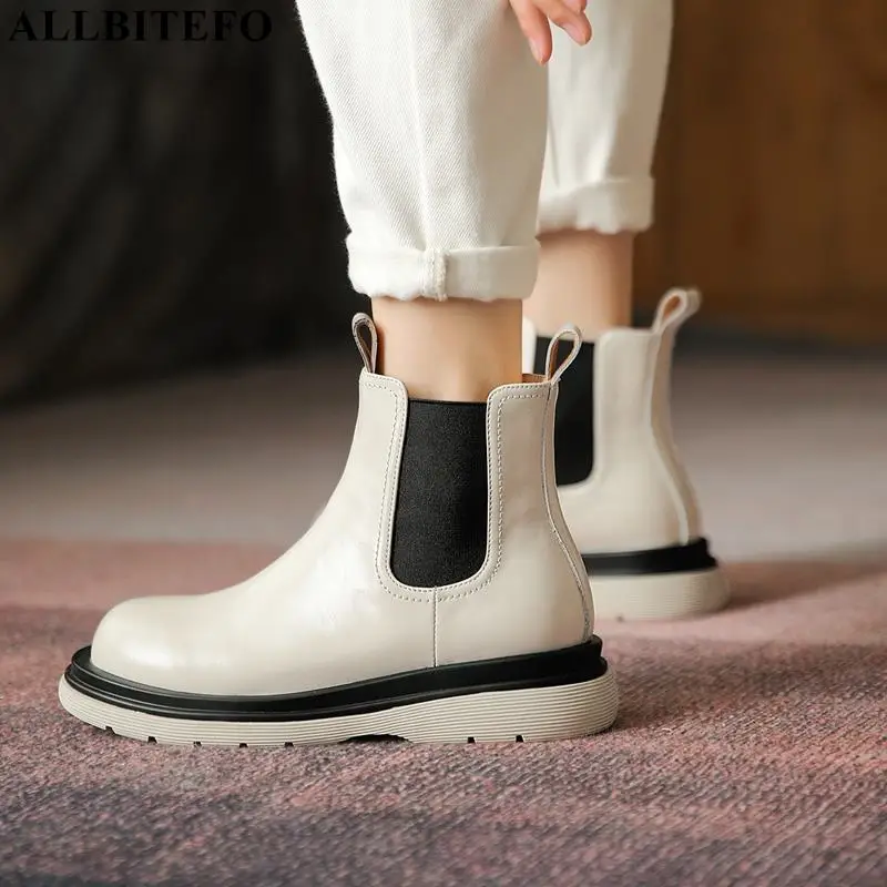ALLBITEFO Round Toe Elastic Band Waterproof Platform Real Genuine Leather Ankle Boots Shoes Autumn Fashion Girls Women Boots
ALLBITEFO Round Toe Elastic Band Waterproof Platform Real Genuine Leather Ankle Boots Shoes Autumn Fashion Girls Women Boots