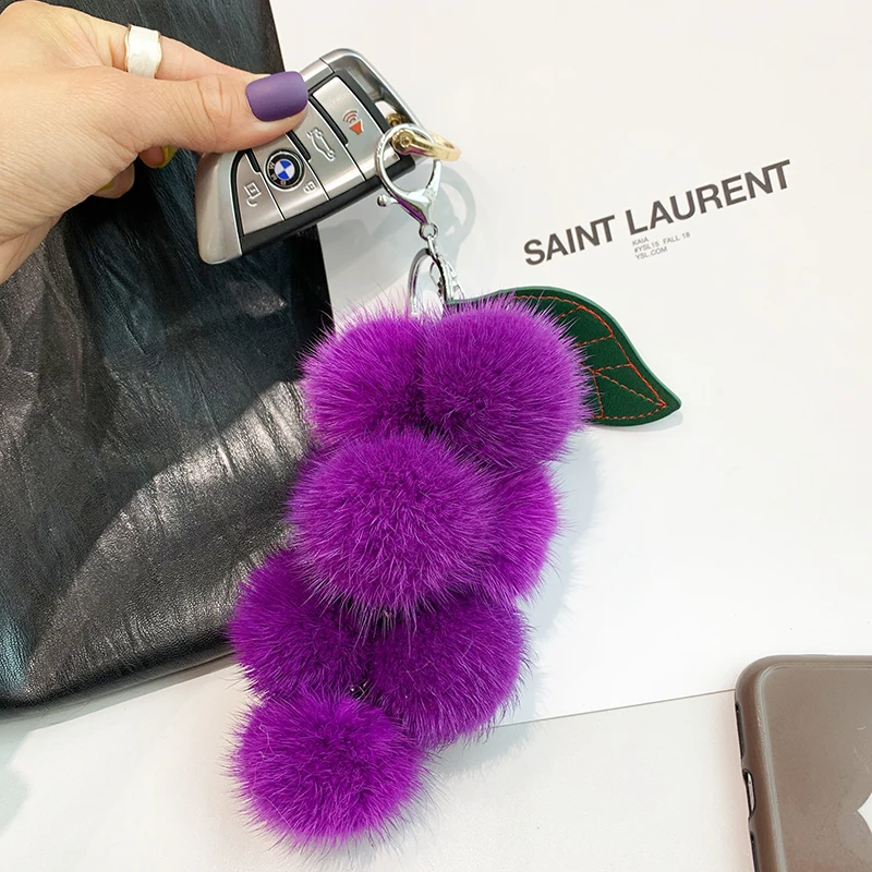 Soft Mink Fur Keychain Cute Grape Trinket Women Bags Pendant Ornament Car Key Pompom Ball Toy Key Ring Gift car accessories
Soft Mink Fur Keychain Cute Grape Trinket Women Bags Pendant Ornament Car Key Pompom Ball Toy Key Ring Gift car accessories