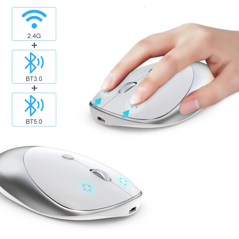 Беспроводная Bluetooth перезаряжаемая Бесшумная компьютерная мышь CHYI Двухрежимная